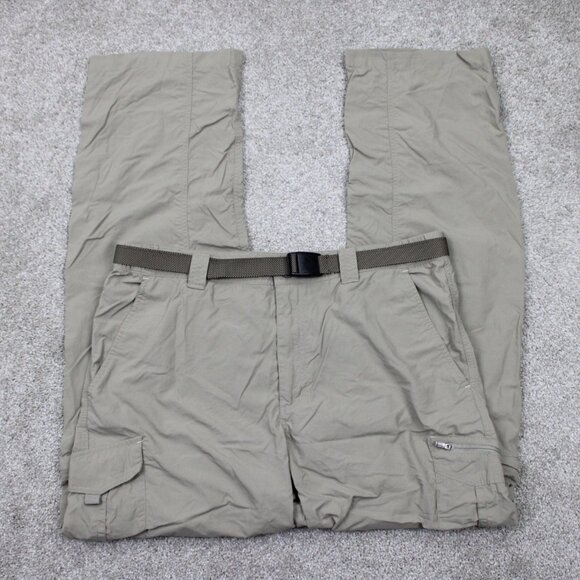 Columbia Silver Ridge Convertible Pants Mens 38x32 Beige Belted Cargo Omni-Shade - Picture 1 of 16